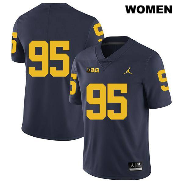 Women's NCAA Michigan Wolverines Donovan Jeter #95 No Name Navy Jordan Brand Authentic Stitched Legend Football College Jersey EL25Z41BG